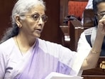 Union Finance Minister Nirmala Sitharaman speaks in Rajya Sabha during the Monsoon session of Parliament in New Delhi.(Sansad TV)