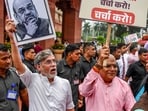 Parliament monsoon session highlights: NDA and Congress MPs hold counter-protests against each other at Parliament during the ongoing Monsoon Session, in New Delhi on Tuesday