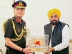 Punjab chief minister Bhagwant Mann meeting General Dhiraj Seth, Chief of the Army Staff , in Chandigarh on Monday. (Sourced)
