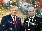 U.S. President Donald Trump and FIFA President Gianni Infantino during the trophy presentation after the match