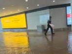 Videos of water running inside the airport premises went viral on social media. Videos of water running inside the airport premises went viral on social media.