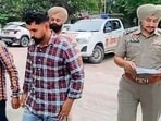 The accused in police custody in Ludhiana on Monday. (HT photo)
