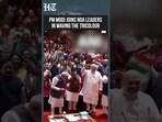 Watch: PM Modi & Amit Shah Wave Tiranga During ‘Mangal Milan’ Meeting