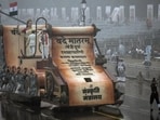 A view of the Ministry of Culture tableau during the Republic Day parade 2026 full dress rehearsal amid rainfall, at Kartavya Path, in New Delhi on Friday.(ANI )