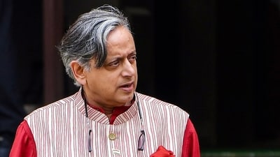 Congress MP Shashi Tharoor said there were practical issues related to making National Song, with all six stanzas, compulsory. (Rahul Singh/ANI Photo)