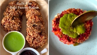 The dahi paneer kebabs are a great source of veg protein. (@feastlyfit/Instagram) The dahi paneer kebabs are a great source of veg protein. (@feastlyfit/Instagram)