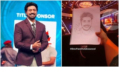 দেবের পোট্রেট নিজের হাতে এঁকে দাদাগিরিতে হাজির এক অনুরাগী। দেবের পোট্রেট নিজের হাতে এঁকে দাদাগিরিতে হাজির এক অনুরাগী।