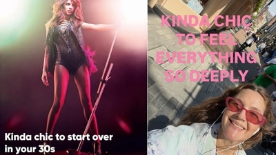 (L-R) Priyanka Chopra and Drew Barrymore hop on the 'kinda chic' trend (Instagram) (L-R) Priyanka Chopra and Drew Barrymore hop on the 'kinda chic' trend (Instagram)