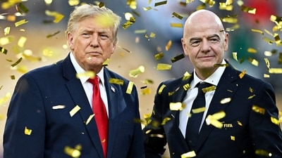 U.S. President Donald Trump and FIFA President Gianni Infantino during the trophy presentation after the match (REUTERS)