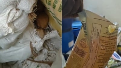 One of the videos showed torn packaging for a food item. (X/ @CitizenPulseX) One of the videos showed torn packaging for a food item. (X/ @CitizenPulseX)