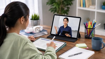 Tablets make online learning more interactive with convenient study tools. (AI Generated Image )