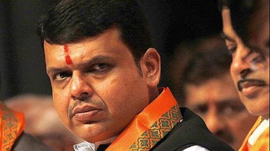 A file photo of Maharashtra BJP president Devendra Fadnavis with Nitin Gadkari and Sudhir Mungantiwar at a conference in Mumbai. (Vijayanand Gupta/HT photo)
