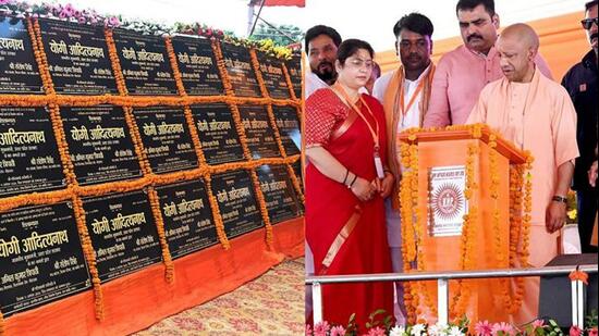 CM Yogi Adityanath inaugurated and laid foundations for 201 development projects worth over ₹684 crore in Sant Kabir Nagar on Tuesday. (ANI)