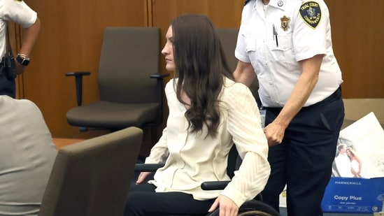 Lindsay Clancy enters the courtroom after a short break in her murder trial at Plymouth Superior Court in Plymouth. Lindsay Clancy enters the courtroom after a short break in her murder trial at Plymouth Superior Court in Plymouth.