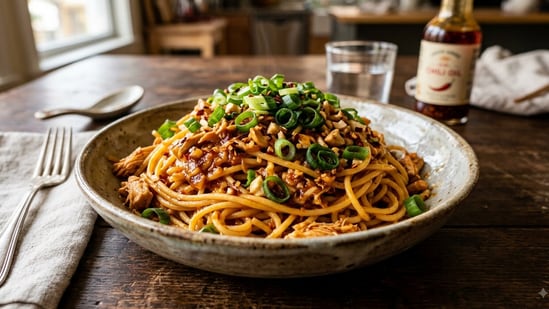 A spicy, creamy Japanese chicken pasta recipe. (Representative image by Google Gemini)