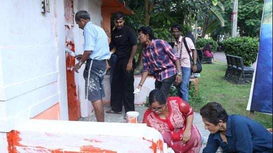 The ticket counter was originally painted terracotta. Now it is white. (HT Photo)