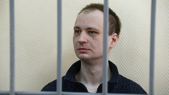 FILE PHOTO: Former U.S. Marine Robert Gilman, who serves a prison sentence for assaulting a Russian police officer in 2022, attends a court hearing in Voronezh, Russia April 6, 2026. REUTERS/Vladimir Lavrov/File Photo