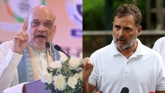Rahul Gandhi said the question was never about Amit Shah coming to the Parliament and speaking on 'general topic', but that Opposition wants answers on student protests. (HT Photo/Reuters)