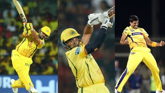 Suresh Raina, Sarfaraz Khan and Ashish Nehra for CSK.