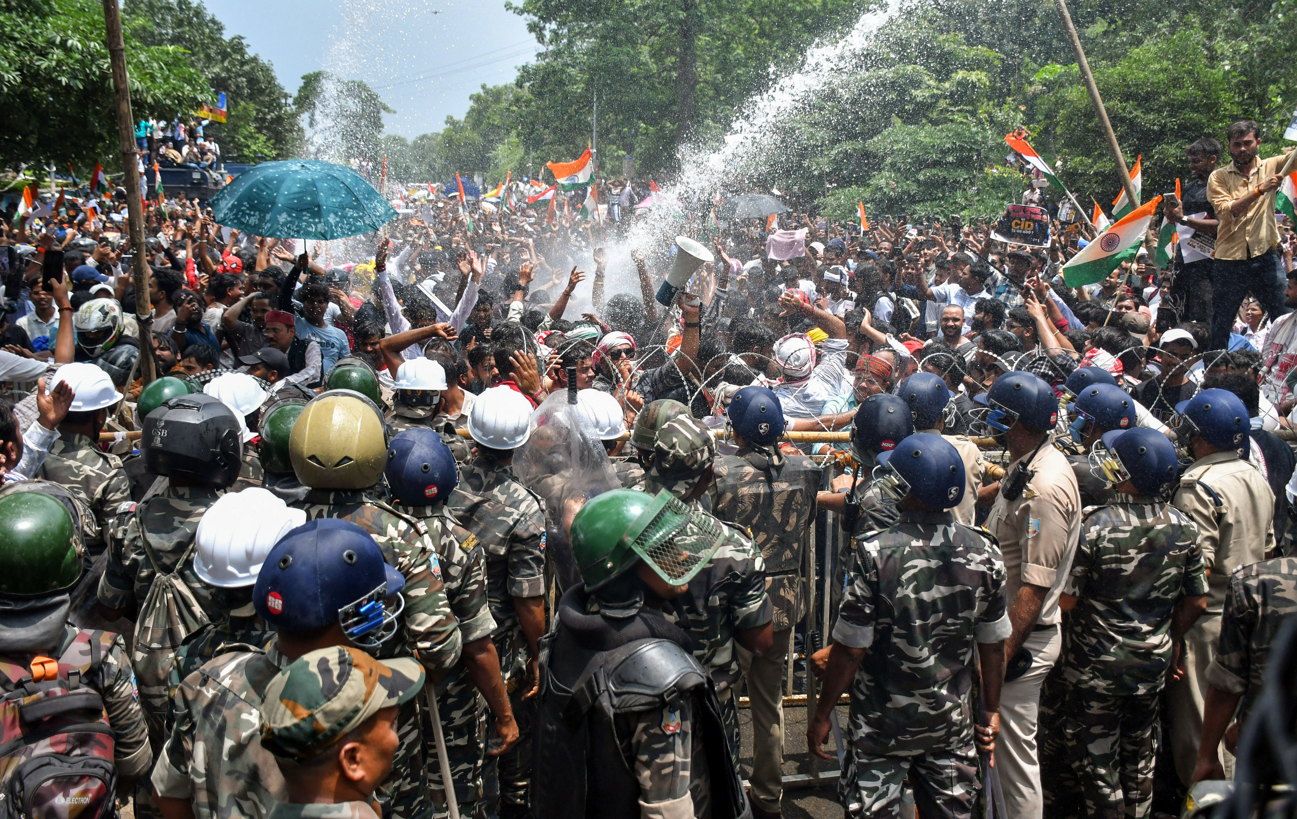 Water cannons were also used during Monday's 'Vidhan Sabha Gherao' protest march in Ranchi. (ANI) Water cannons were also used during Monday's 'Vidhan Sabha Gherao' protest march in Ranchi. (ANI)