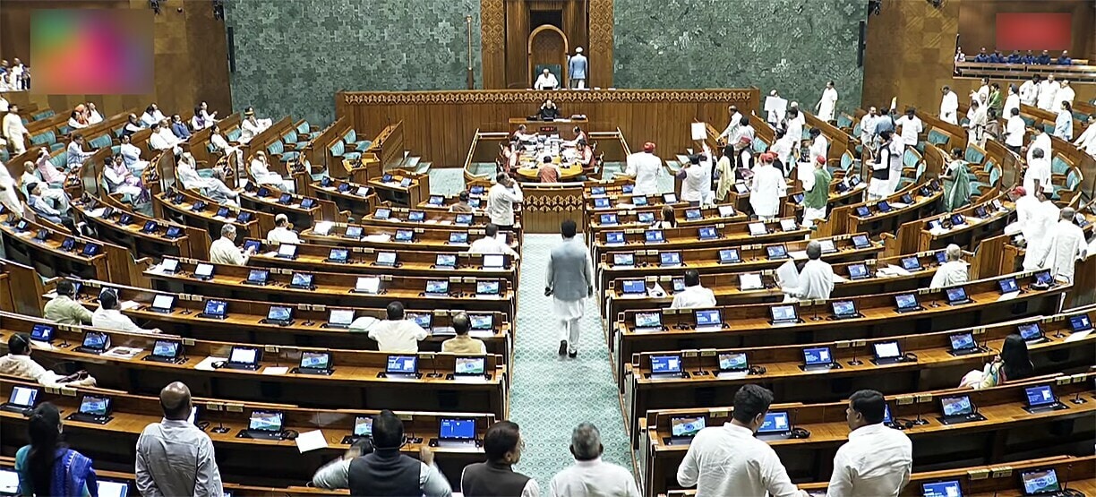 The Lok Sabha witnessed several disruptions during the Monsoon session of Parliament. (Sansad TV/ANI Video Grab) The Lok Sabha witnessed several disruptions during the Monsoon session of Parliament. (Sansad TV/ANI Video Grab)