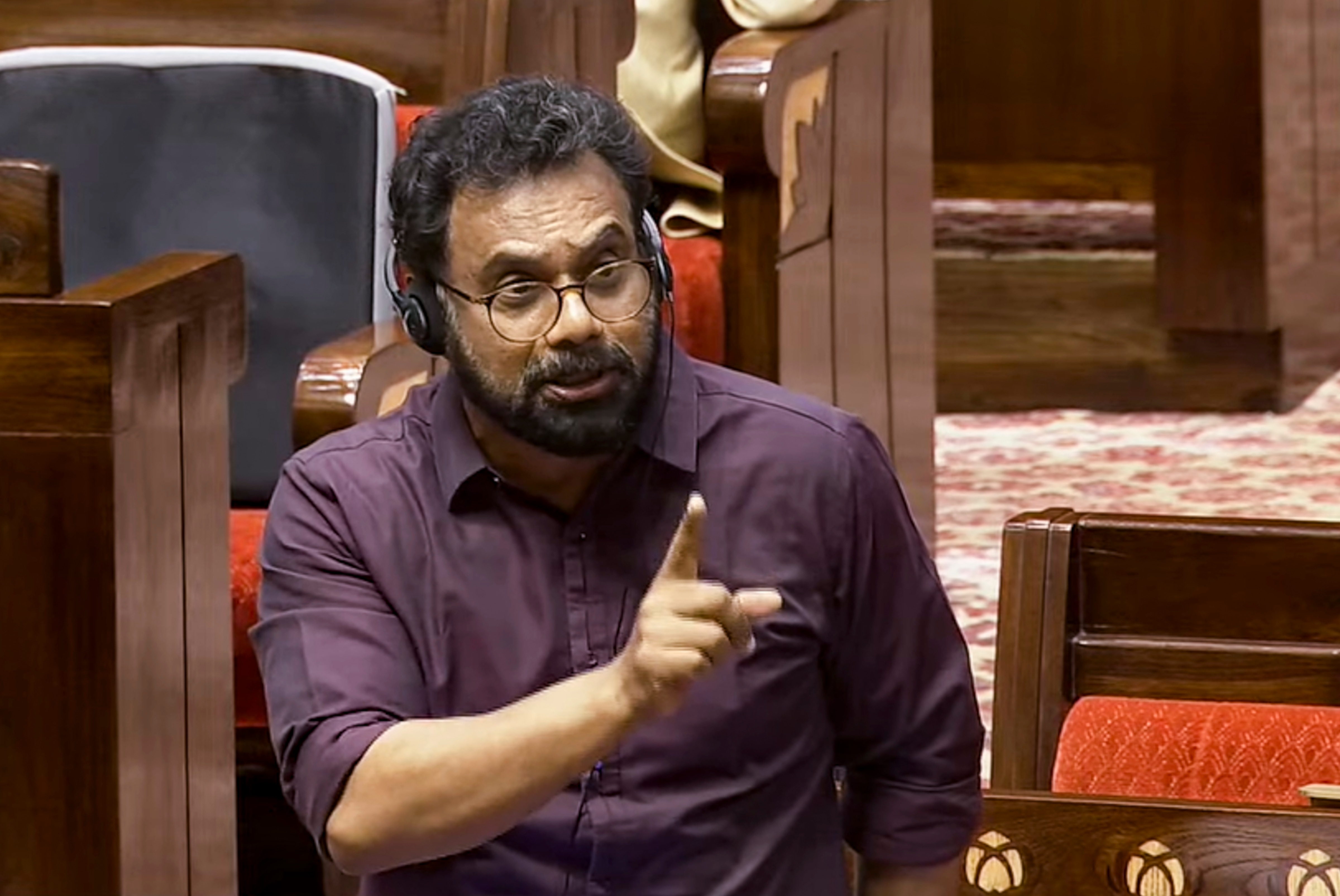 John Brittas alleges "foreign pressure" in government's decision on UPI. (Sansad TV) John Brittas alleges "foreign pressure" in government's decision on UPI. (Sansad TV)