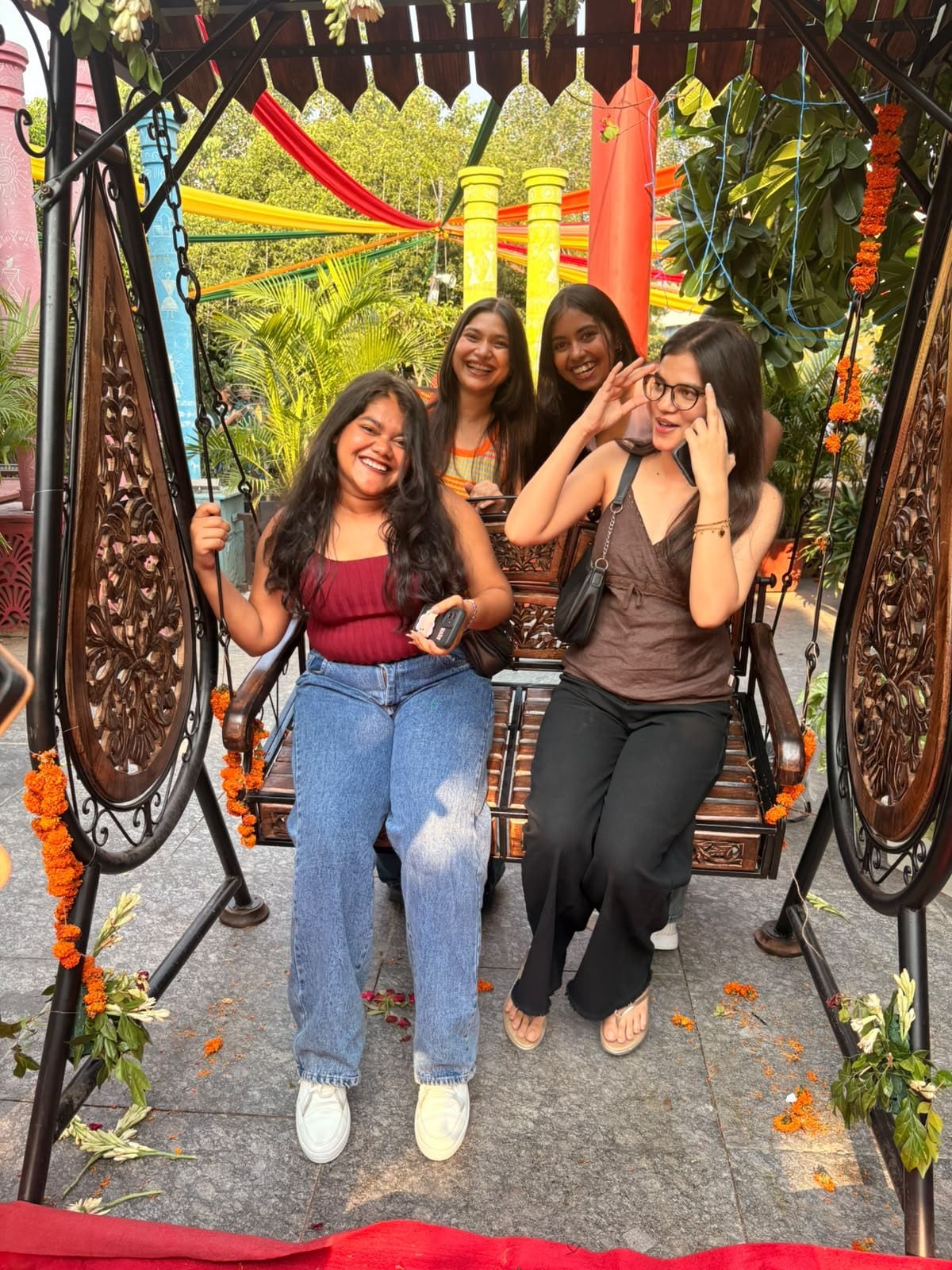 Youngsters attending the Teej mela for the first time, spent the day exploring fun experiences from the event. (Photo: Anshita Jain/HT) Youngsters attending the Teej mela for the first time, spent the day exploring fun experiences from the event. (Photo: Anshita Jain/HT)