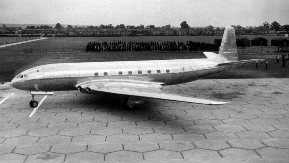 The de Havilland Comet aircraft with square windows. The de Havilland Comet aircraft with square windows.