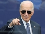 Joe Biden gestures during a dedication ceremony for the opening of the Obama Presidential Center, in Chicago on June 18.(REUTERS)