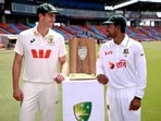 Australian captain Pat Cummins (L) and Bangladesh captain Najmul Hossain Shanto. Australian captain Pat Cummins (L) and Bangladesh captain Najmul Hossain Shanto.