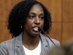 Witness Latiesha Dukes, a mental health clinician, testifies during Lindsay Clancy's murder trial at Plymouth Superior Court in Plymouth, Massachusetts, U.S., August 12, 2026. Mark Stockwell/Pool via REUTERS(via REUTERS)