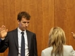 Patrick Clancy, the father of Cora, Dawson and Callan Clancy, is sworn in during Lindsay Clancy's murder trial at Plymouth Superior Court, in Plymouth, Massachusetts, U.S., July 29, 2026. David L. Ryan/Pool via REUTERS