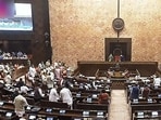 Proceedings of the Rajya Sabha during the Monsoon Session of the Parliament, in New Delhi on Wednesday. ( (Sansad TV)