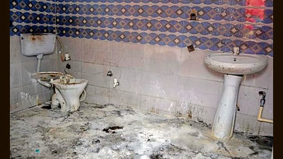 A toilet for differently abled passengers lies in a dilapidated state on platform number 2 at Ludhiana railway station on Wednesday. (HT PHOTO)