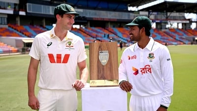 Australian captain Pat Cummins (L) and Bangladesh captain Najmul Hossain Shanto. (AFP) Australian captain Pat Cummins (L) and Bangladesh captain Najmul Hossain Shanto. (AFP)
