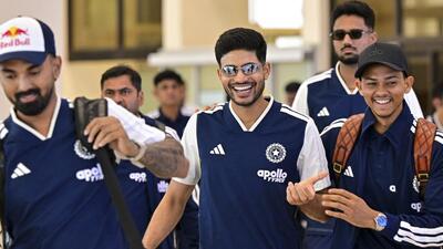 India's Test captain Shubman Gill along with teammates ahead of the series against Sri Lanka, in Galle. (SLC) India's Test captain Shubman Gill along with teammates ahead of the series against Sri Lanka, in Galle. (SLC)