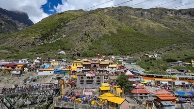 People gather at Badrinath Dham during the Char Dham Yatra, in Chamoli, Uttarakhand. (PTI) People gather at Badrinath Dham during the Char Dham Yatra, in Chamoli, Uttarakhand. (PTI)