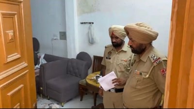 Police inspecting the crime scene at Jalandhar’s Avtar Nagar. (HT File)