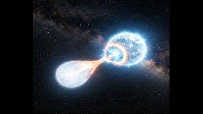 White dwarfs are dense, burnt-out cores left behind when Sun-like stars exhaust their nuclear fuel and shed their outer layers. (HT) White dwarfs are dense, burnt-out cores left behind when Sun-like stars exhaust their nuclear fuel and shed their outer layers. (HT)