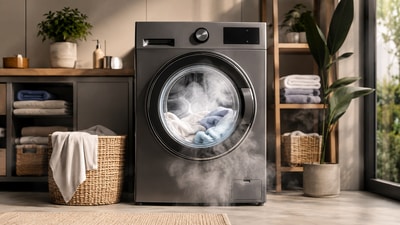 Explore steam-enabled washing machines for convenient, hygienic everyday laundry at home. (AI Generated Image) Explore steam-enabled washing machines for convenient, hygienic everyday laundry at home. (AI Generated Image)
