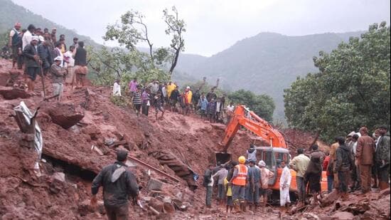 After the 2014 Malin landslide in Pune district, the Maharashtra government had announced a comprehensive action plan to permanently relocate residents living in landslide-prone areas across the state. (Hindustan Times)