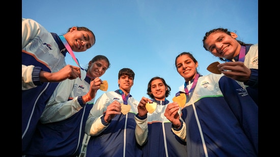 From Beijing 2008 through to Glasgow 2026, Haryana’s sporting icons have amassed 71 gold, 58 silver, and 78 bronze medals across the Olympics, Asian Games, and Commonwealth Games. (PTI)