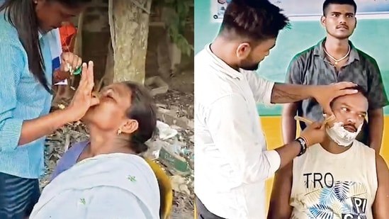 Mahmora MLA Suruj Dehingia organised free grooming services for flood-affected residents in Assam. (Facebook)