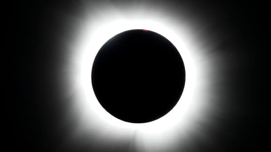 The last total solar eclipse, as seen from Arlington, Texas, in April 2024. (AP Photo)