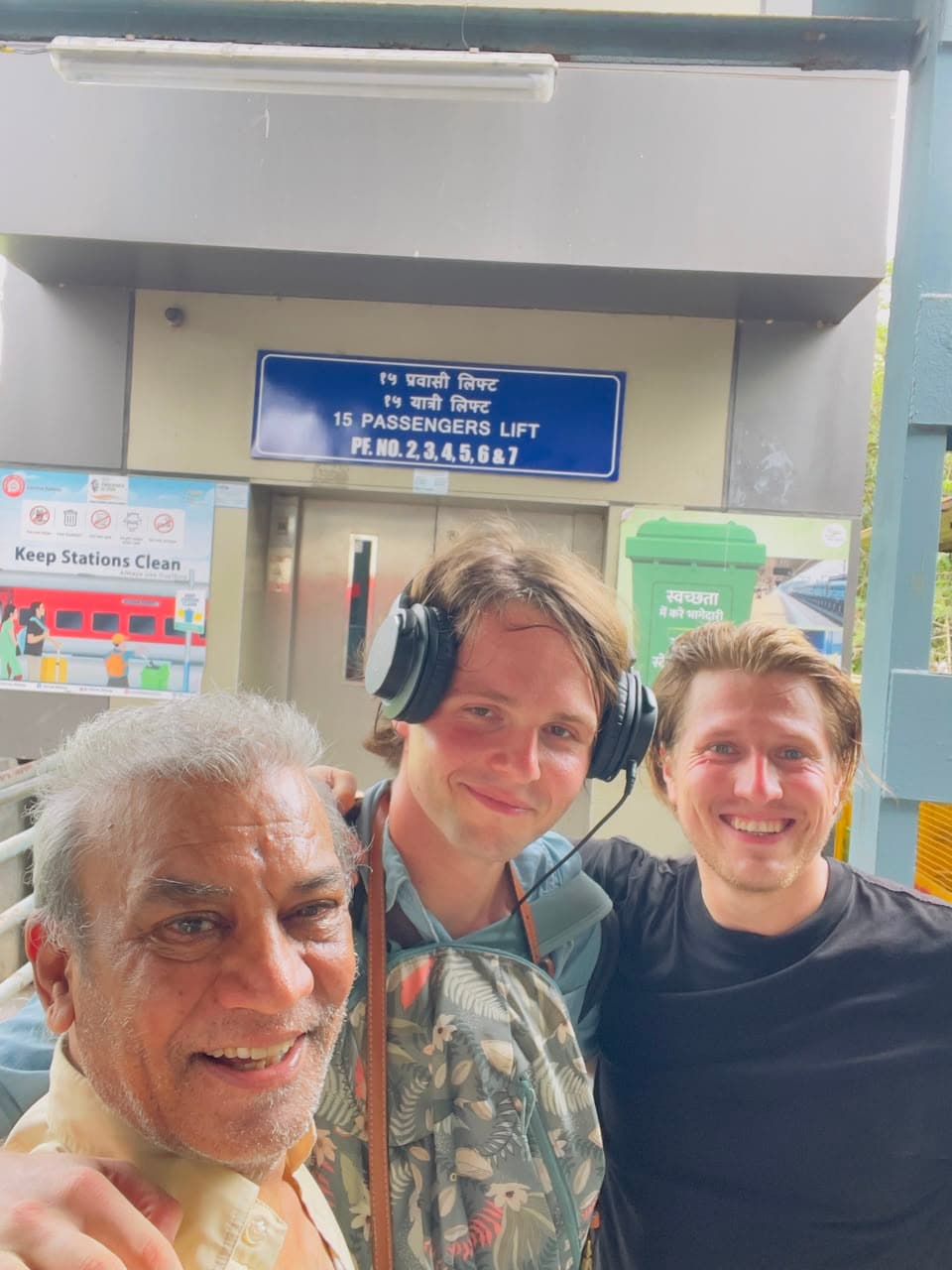 Vipin Sharm with director Leon Korzynsky and director of photography Witek Prokopczyk durin the shoot in India last year