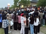 International students from India protesting against being denied post-graduate work permits, at a location in Calgary in late July. (Courtesy: Red FM Calgary)
