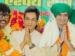 New UP RLD chief Aeshwarya Raj Singh (in green turban) being welcomed on his arrival in Lucknow on August 13. (Sourced)