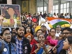 Social activists protest outside the Civil and Criminal Court, Sealdah, over the rape-murder of an on-duty PGT doctor at RG Kar Hospital in Kolkata.