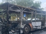 The charred bus.