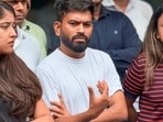 CJP founder Abhijeet Dipke, centre, with team member Ratna Singh, right, and others during an interaction with the media in Chhatrapati Sambhaji Nagar, Maharashtra. (PTI)